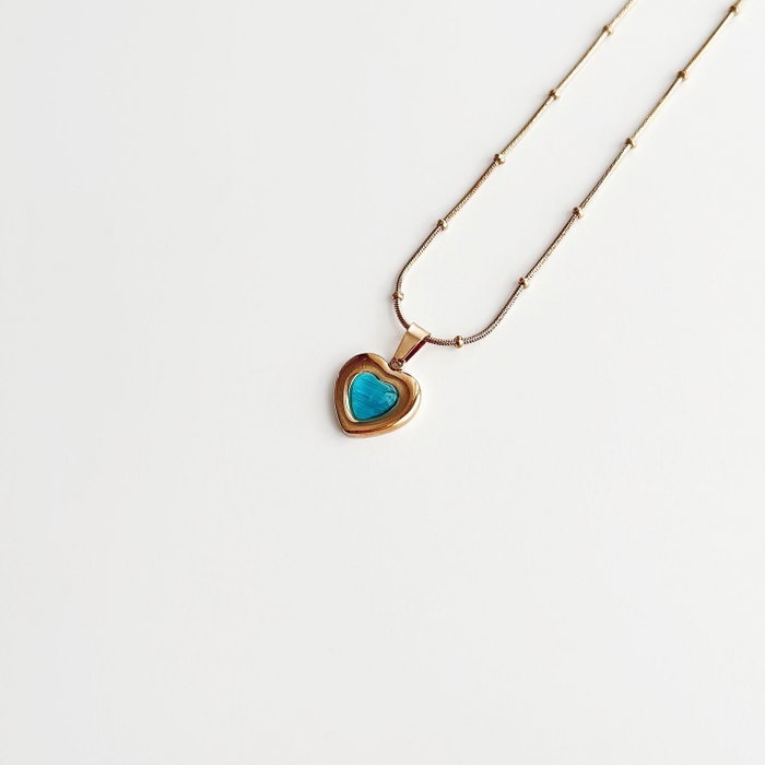 Heliophilia Silver Collar Blue Heart en Dorado y Aqua